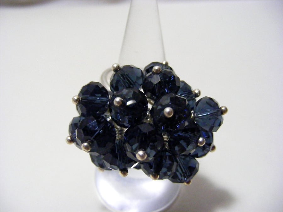 Indigo Crystal Adjustable Ring