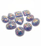 10 Lilac Resin Handmade Cabochons with Gold Holographic Glitter