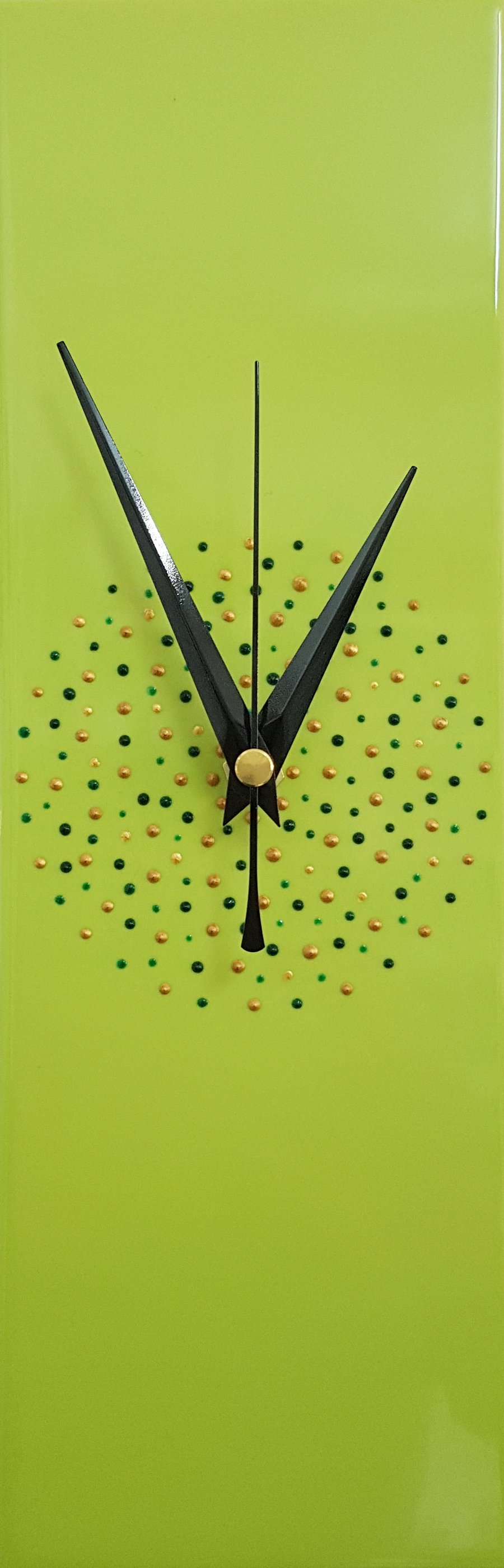 Handpainted Lime Green Clock 30cm x 10cm