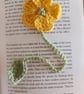 Crochet Flower Bookmark - Handmade with Stem & Leaf