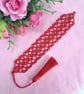 Red Cotton Bookmark, Handmade in Shuttle Tatting
