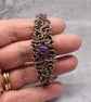 Amethyst and Copper Wire Wrapped Cuff Style Bracelet - Image 5