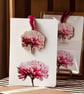 Pink Chrysanthemum Greetings Card and wooden ornament wedding flowers (QM3342)