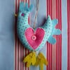 Blue polka dot chicken hen decoration shabby chic