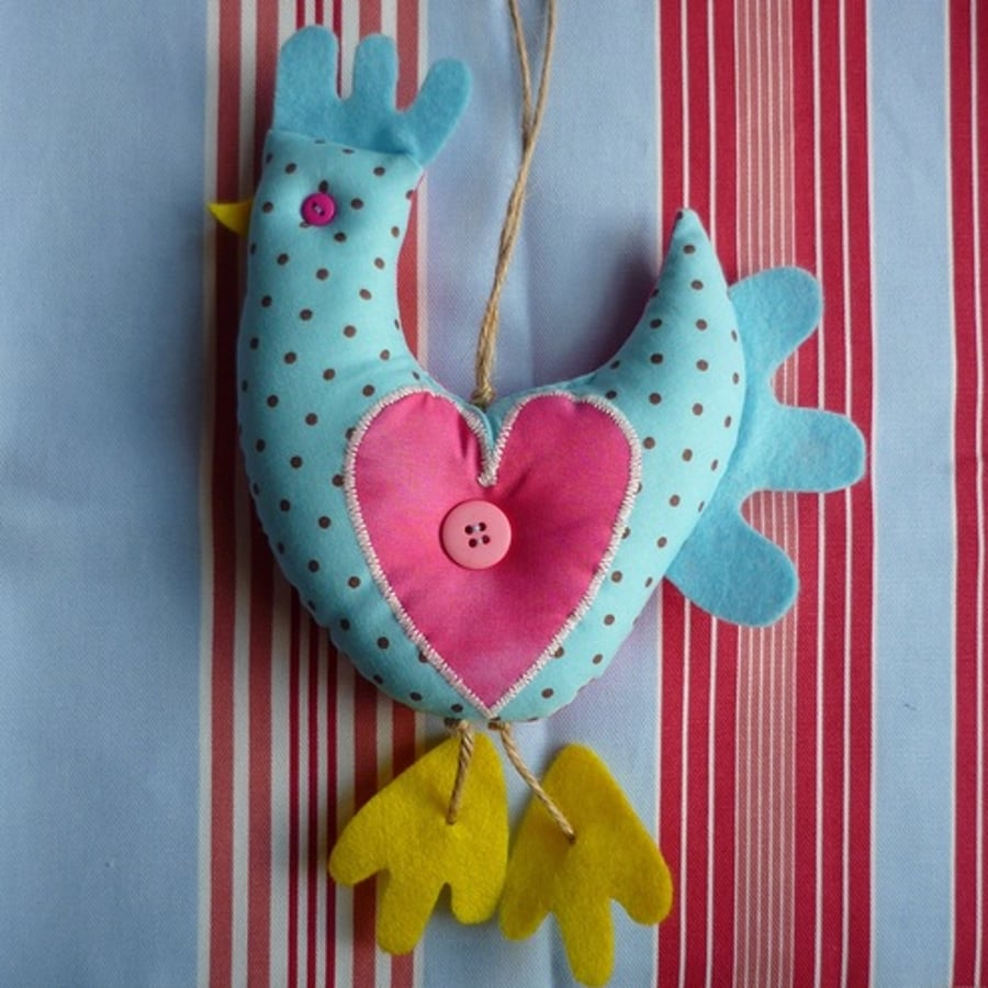 Blue polka dot chicken hen decoration shabby chic