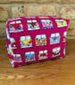 Campervan Print Quilted Fabric Box Shape Wash Bag