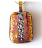 Dichroic Glass Pendant 215 Amber Gold Handmade with gold plated chain - Image 3