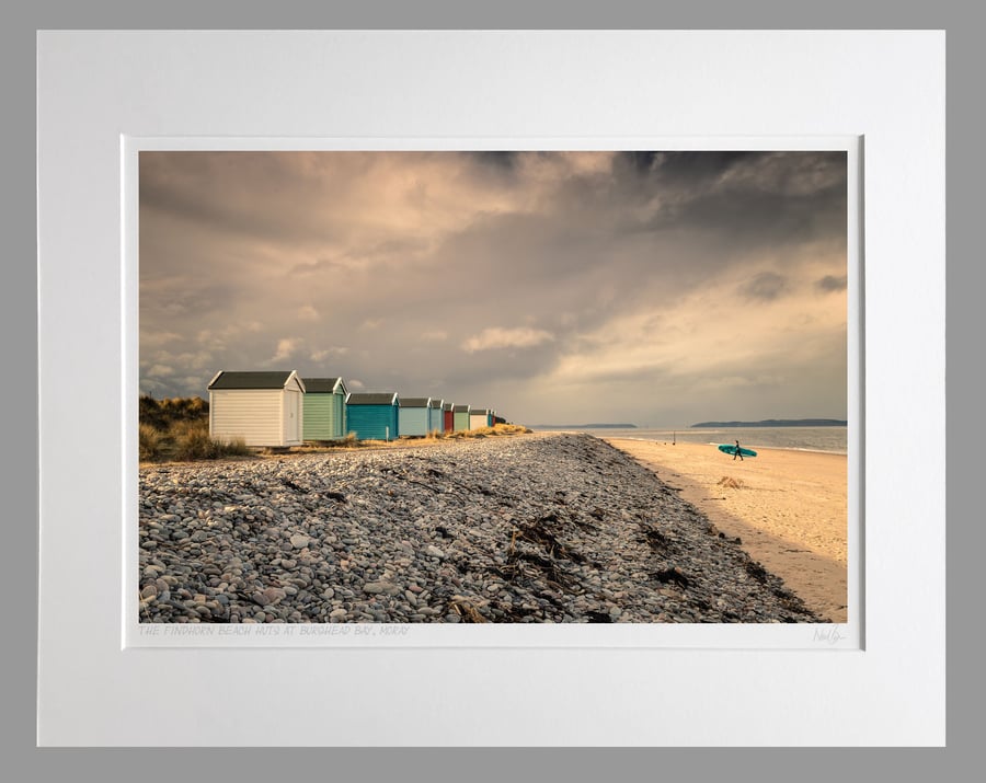 Findhorn Beach Huts, Burghead Bay, Moray, Scotland - A3 (50x40cm) Unframed Print