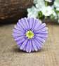 Purple Daisy Pin Badge, Handmade Aster Flower Brooch, Michaelmas Daisy Gift
