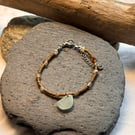 Bracelet - Seaglass, seed beads and agate