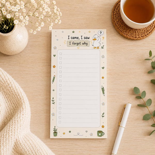 Funny Duck To Do List Notepad - Fridge Shopping List (Magnetic Option)