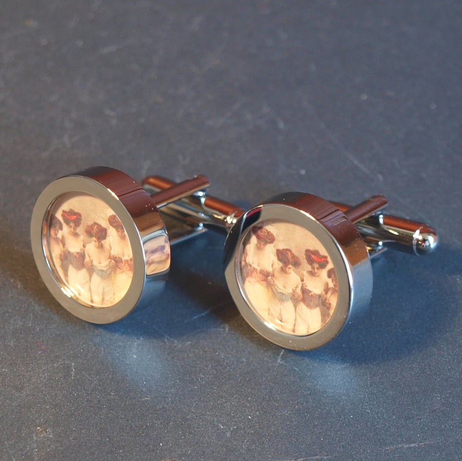 Cufflinks of Victorian Beauties all in a Row Fine Vintage Fun