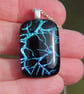  Blue dichroic glass  pendant,  branches dichroic fused glass necklace SKU F42 - Image 1
