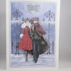 Vintage Couple 3D Decoupage Christmas Card, handmade,personalise,first Christmas