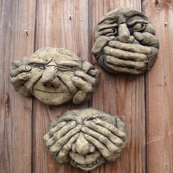 Hear, See, Speak No Evil - Set of 3 Gargoyle Plaques