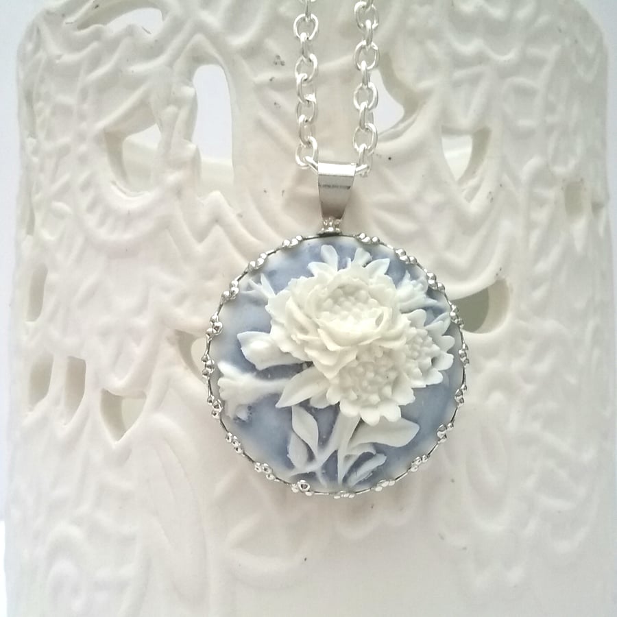Floral Cameo Necklace