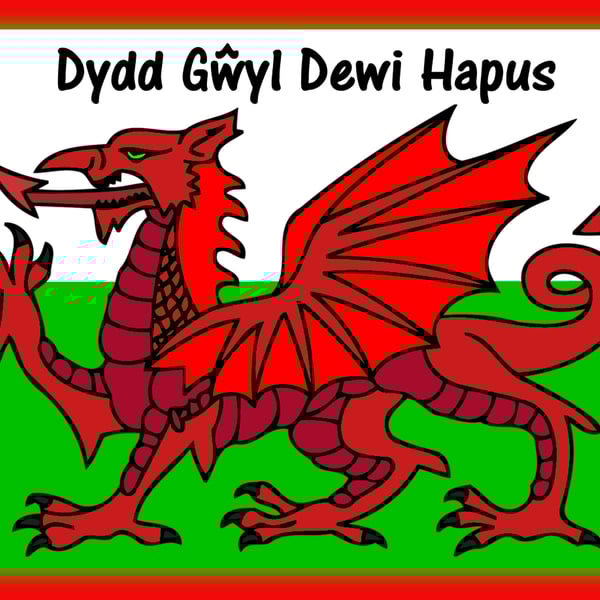 Happy St David's Day In Welsh Dragon A5 Greeting Card 