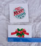 Set of 2 Cross Stitch Christmas Cards, Festive Red Bow & Merry Christmas - Image 6