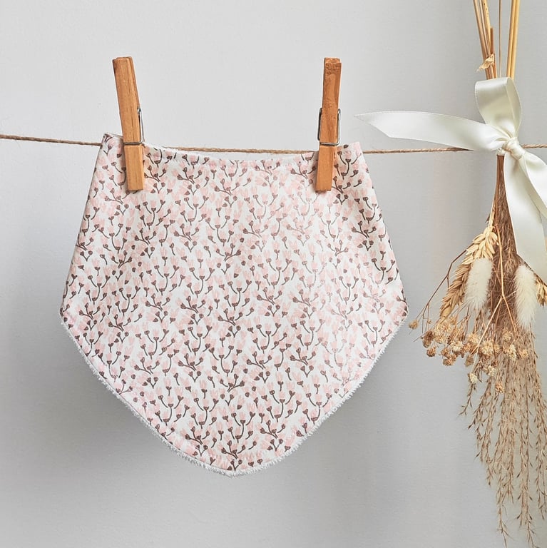 Petite Metallic Buds Floral Print Baby Bib Bandana Style