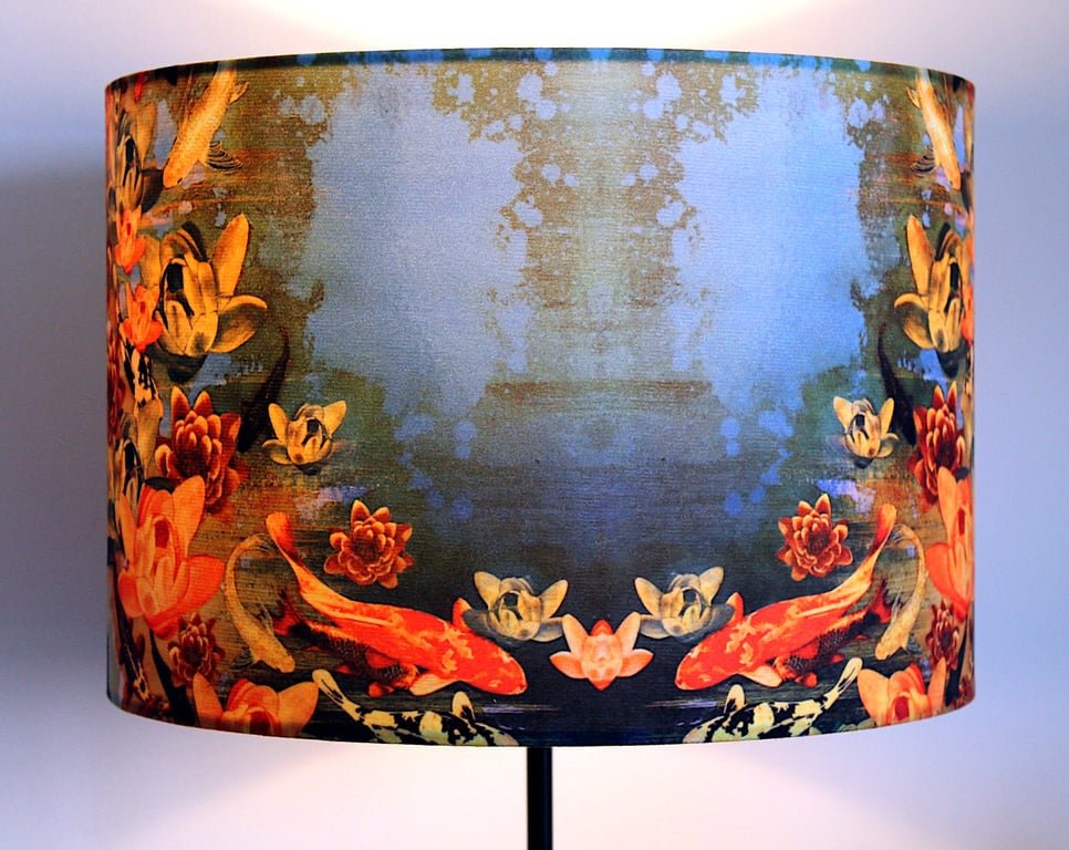 Koi Pond Drum Lampshade by Lily Greenwood - Medium - 30cm