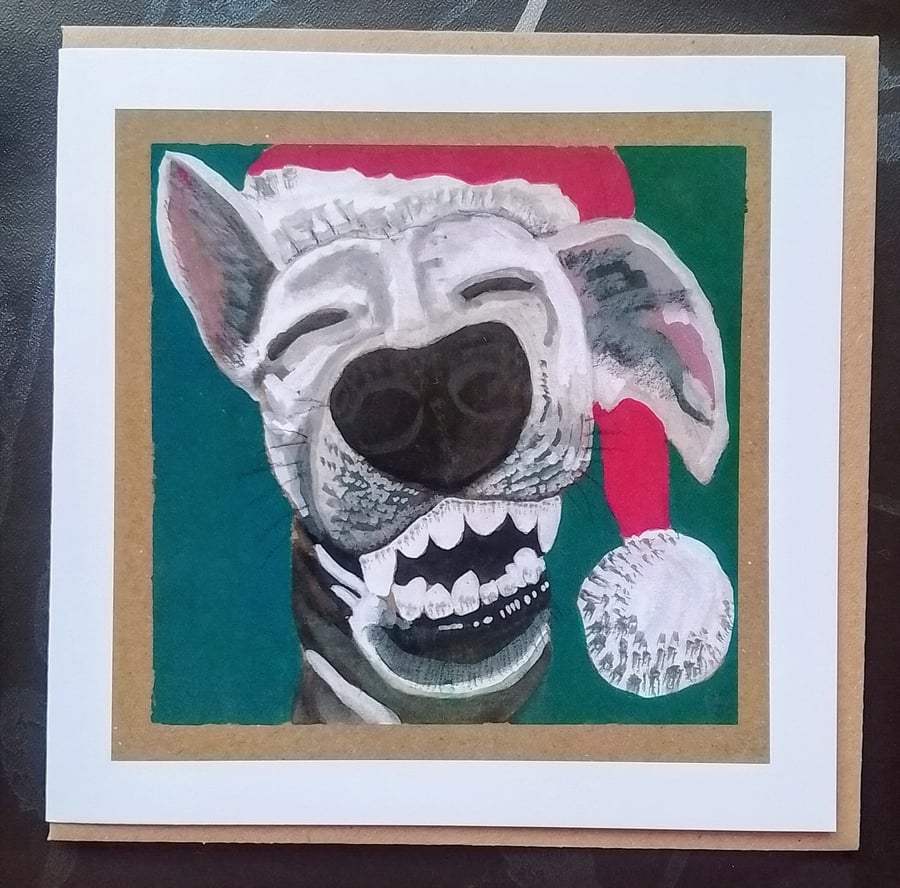 Christmas Iggy Christmas Card Santa Hat Festive