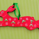 mistletoe and snowflake hare decoration