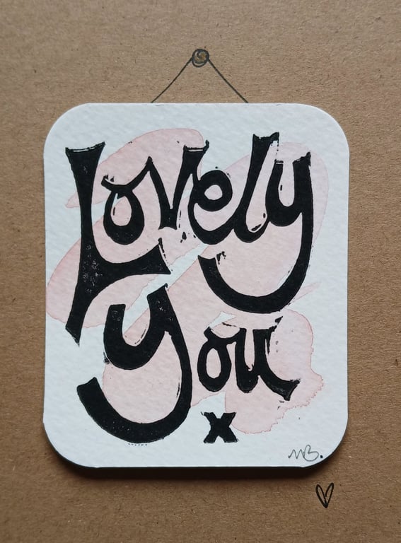 'Lovely You' Mini Print Card, Pinks
