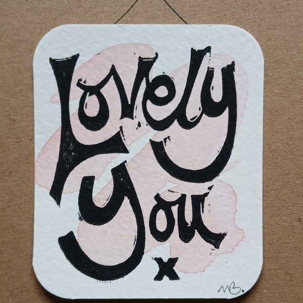 'Lovely You' Mini Print Card, Pinks