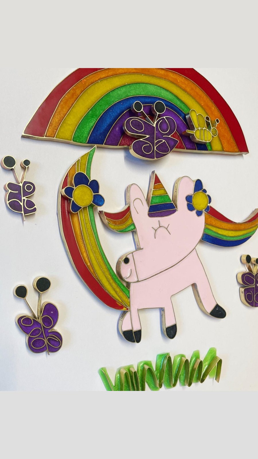 Rainbow unicorn wall art from kids art. custom design