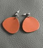 Brown Minimalist Leather Earrings - Handcrafted Leather Earrings 