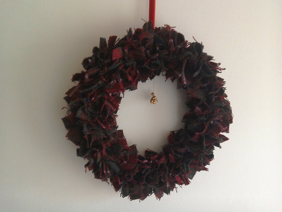 Harris Tweed red and green check Christmas wreath