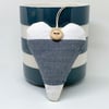 LAVENDER HEART - grey and white stripes