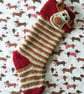 Pet Dog Christmas Stocking in Gold, Copper and Red
