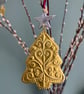 Christmas Hand Drawn Tin Gold Christmas Tree Hanging Decoration with Silver Star