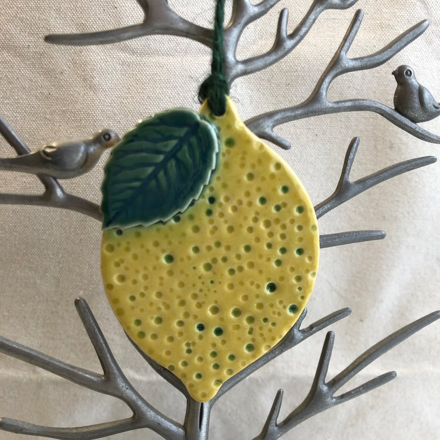 Ceramic Lemon Christmas decoration