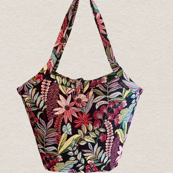 Bucket bag tapestry botanical bag