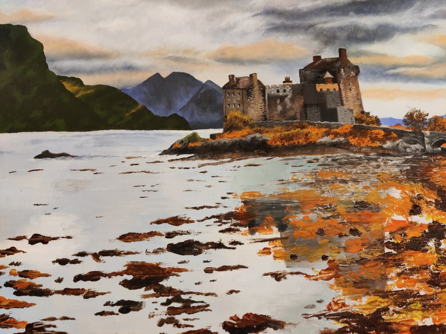 Scottish castle at sunset