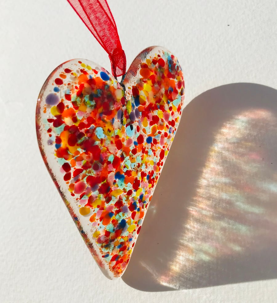 Fused Glass Multicoloured Heart