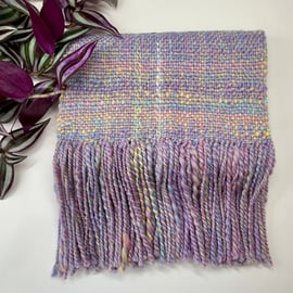 Woven scarf made with hand spun merino wool