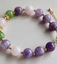 Amethyst, rose quartz and aventurine beaded bracelet with adjustable chain - Image 4