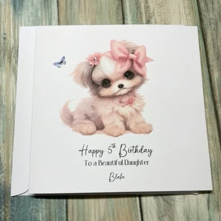 Dog Birthday Card for Girl Happy Birthday Daughter Granddaughter Niece