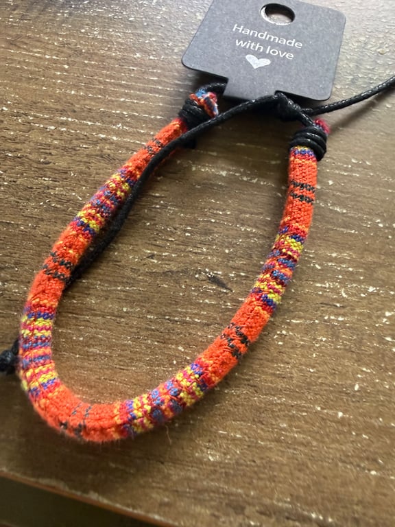 Orange Multicolor Handmade Adjustable Cord Bracelet
