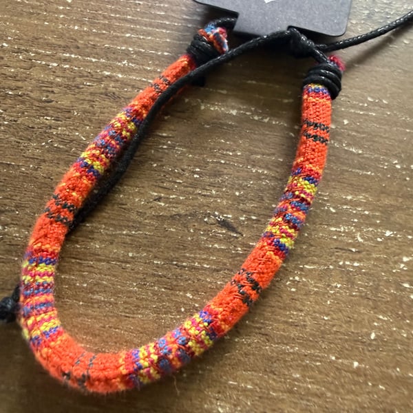 Orange Multicolor Handmade Adjustable Cord Bracelet