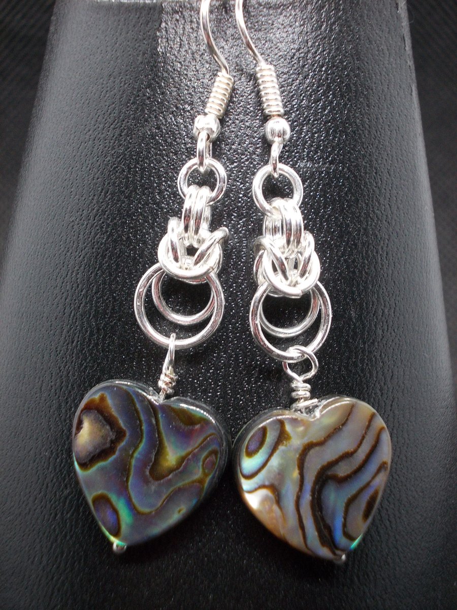 SALE - abalone heart earrings