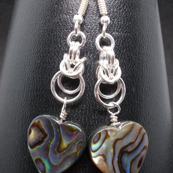 abalone heart earrings
