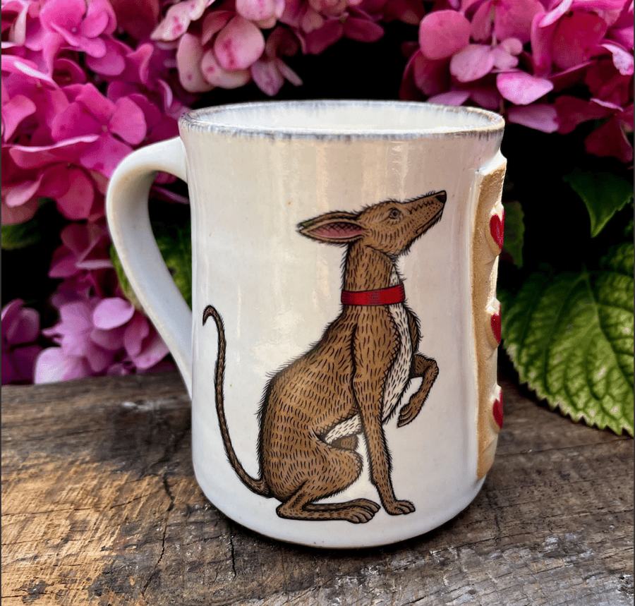 Handmade Ceramic Mug with Firm Friends illustrations 