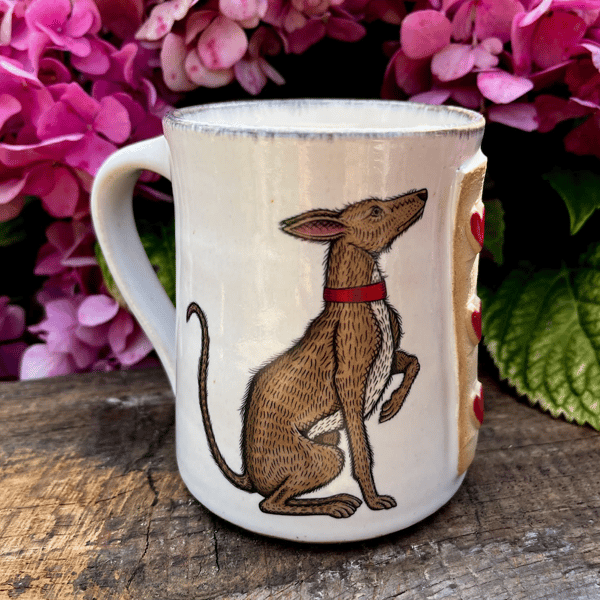 Handmade Ceramic Mug with Firm Friends illustrations 