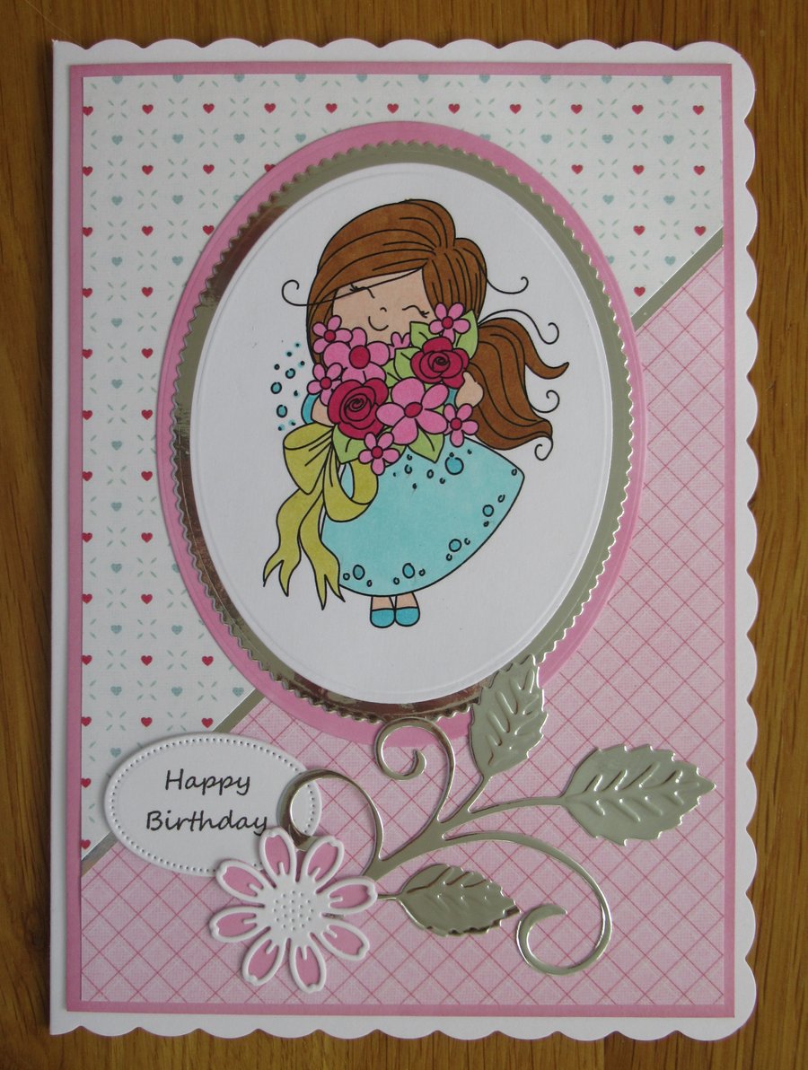 Winnie With a Bouquet of Flowers - A5 Birthday Card