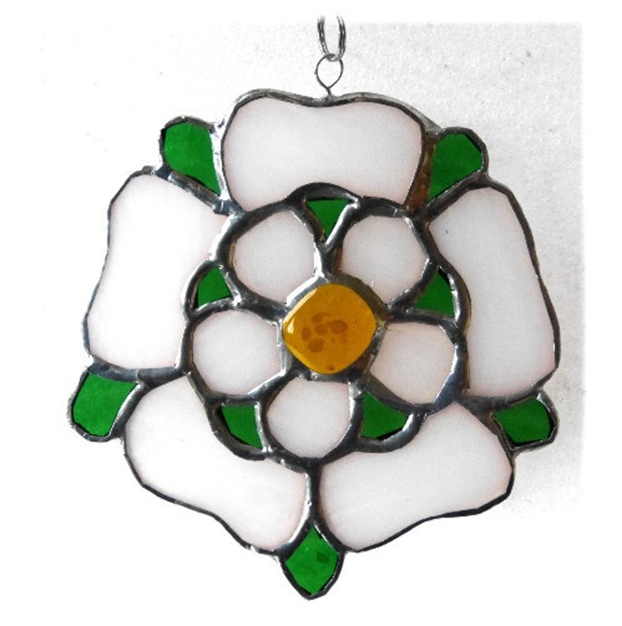 Yorkshire Rose Suncatcher Stained Glass 056