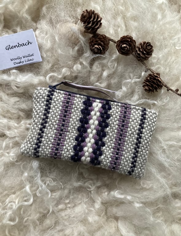 Woolly Wallet - Dusky Lilac. Handwoven in Wales